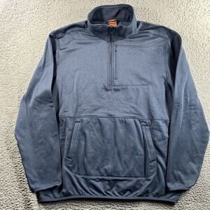 Merrell Mens XXL Quarter Zip Grid Fleece Pullover Blue Hiking Outdoor Sweater